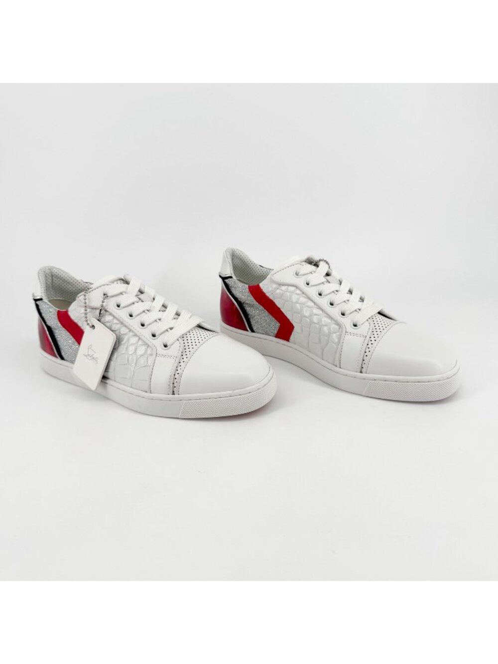 Christian Louboutin Vieira Limited Sneakers White Red Leather Size 37 US 7 Women